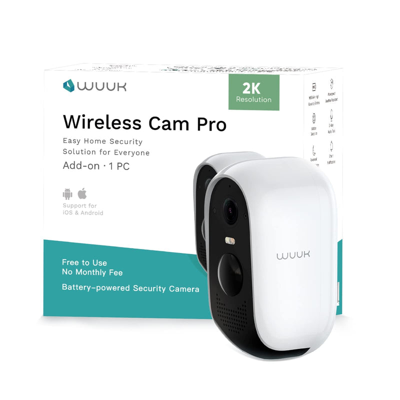 WUUK Add-on Outdoor Camera, Requires Base Station, Home Security Cameras Wireless Outdoor, 2K HD, No Monthly Fee, Compatible with Alexa & Google, Color Night Vision Add-on Cam