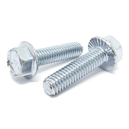 (100 Pieces) 1/4-20x3/4 Grade 5 Serrated Hex Flange Bolts Screws UNC Coarse Full Threads Zinc Clear 100