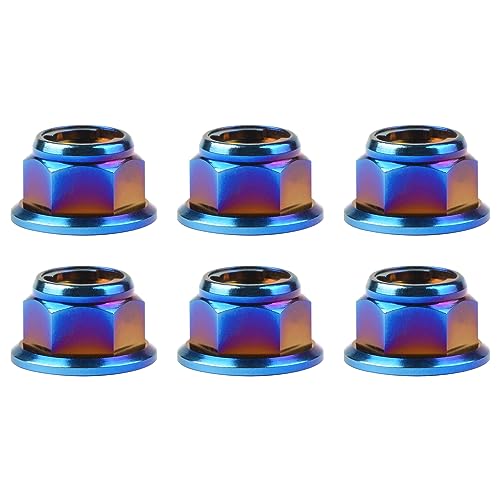 Titanium Flanged Head Metal Lock Nut (M8 Pitch 1.25mm,Burning Blue) M8 Pitch 1.25mm Burning Blue