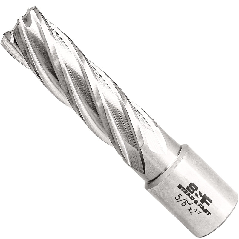 S&F STEAD & FAST HSS Annular Cutter 5/8" Cutting Diameter 2" Depth of Cut, 3/4" Weldon Shank, Mag Drill Bit with Pilot Pin for Magnetic Drill Press 5/8" x 2"