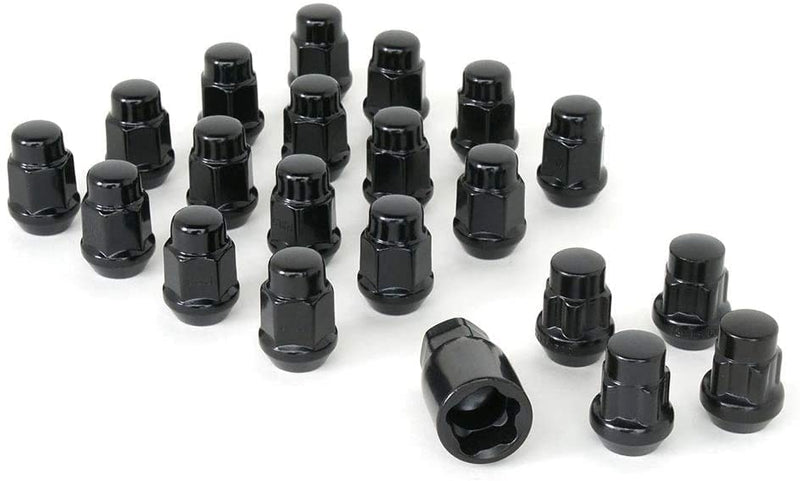 2013-2026 Dodge Durango Bulge Acorn Lug Nuts with Wheel Locks - 20 Piece Set (16 Lug Nuts + 4 Locking Nuts & Key) Premium Steel, Anti-Theft 14 mm x 1.50 Thread Black 2013-2026 Dodge Durango