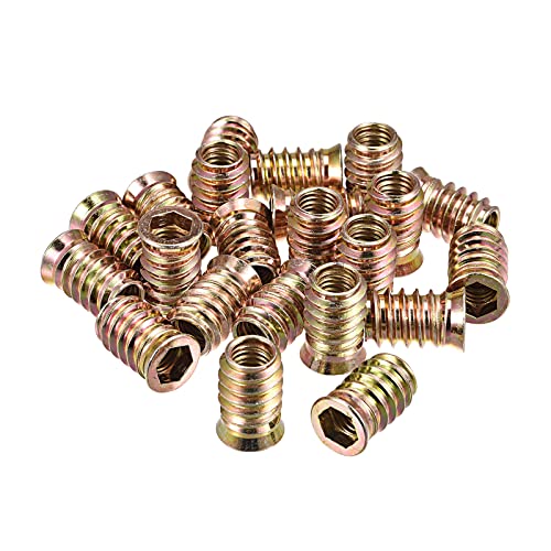 uxcell M10x25mm Threaded Inserts for Wood Hex Socket Drive Furniture 64pcs