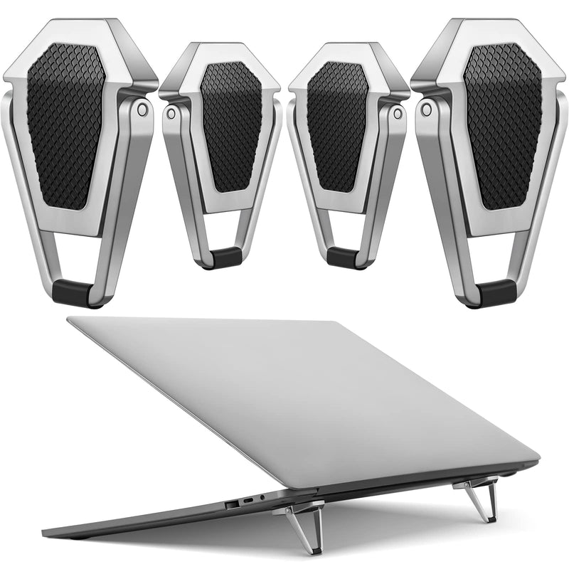 Konohan 4 Pieces Portable Keyboard Laptop Stand Mini Aluminum Keyboard Riser Foldable Cooling Laptop Kickstand Adjustable Lightweight Lifter for Desk Computer Laptops Notebooks 12-17 Inch(Silver) Silver