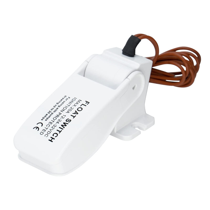 Sanuke Boating Bilge Pumps Switch, DC 12V 24V 32V Float Switch, White | Automatic Marine Water Pump Switch, Portable Bilge Accessories for Boats, Pools, RVs, Reliable, Durable, Easy to Install