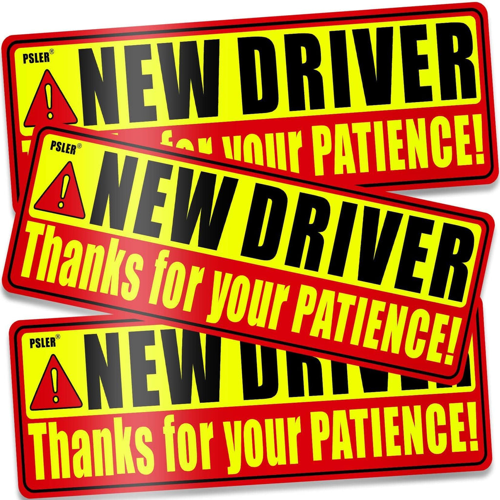 PSLER 3 Pcs New Driver Magnet for Car - Student Driver Car Magnet Funny Be Patient Student Driver Magnet Safety Warning Rookie Driver Car Bumper Magnets New Driver Teen Boys Girls Gifts