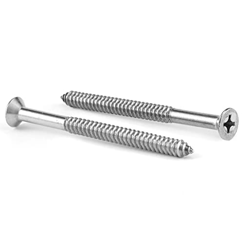 #14 x 4 Wood Screw 100Pcs 18-8 (304) Stainless Steel Screws Flat Head Phillips Fast Self Tapping Drywall Screws by SG TZH #14 x 4"