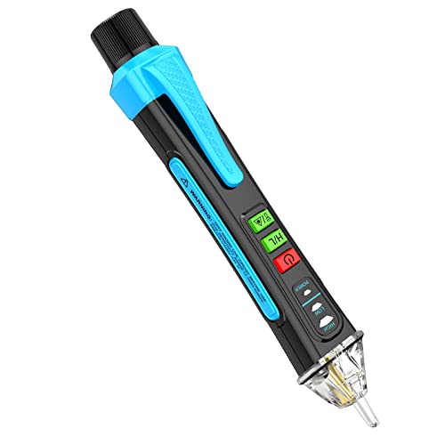 A1 Non-Contact Voltage Tester / Current Tester Non-Contact Range AC 12-1000V/48V-1000V, Live/Zero Wire Tester, Electric Tester with Torch, Summer Alarm Blue