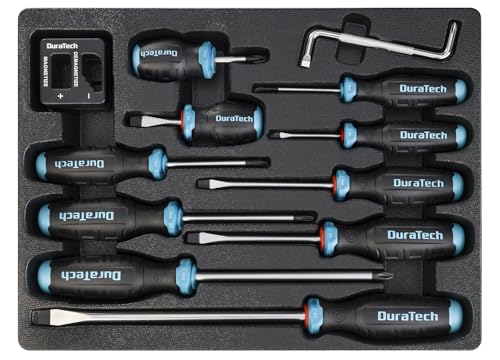 DURATECH 12-Piece Magnetic Screwdriver Set, S2 Alloy Steel Screwdriver Set 12 Pcs