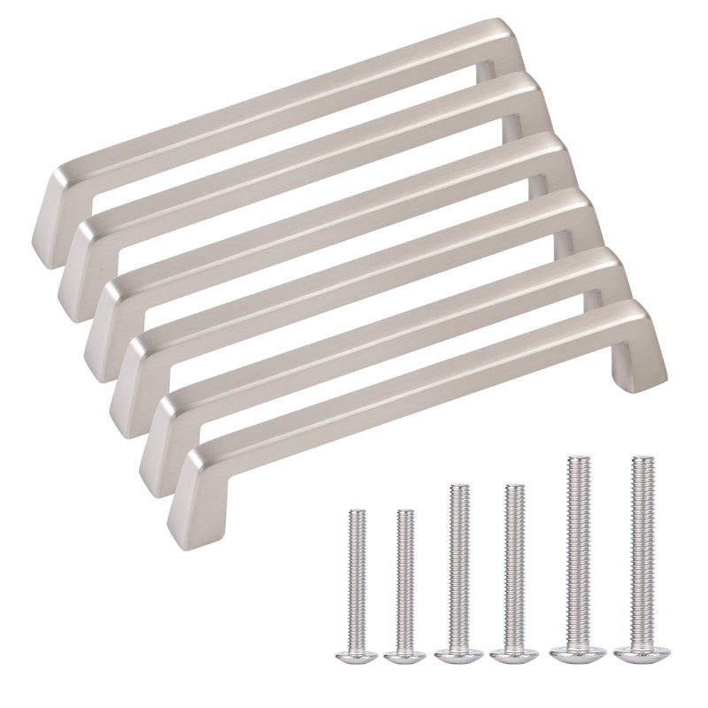 6 Pack 5 Inch Matte Brushed Satin Nickel Cabinet Handles Kitchen Cabinet Hardware Handles for Lockers TV Cabinets Drawers Bathroom Cabinets Dresser Handles (Center Holes 127mm) Brushed Nickel