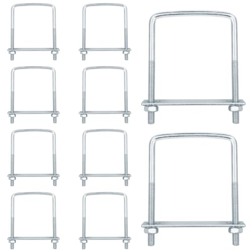 10 Pcs 3 Inch Wide Square U-Bolt, 5/16'' x 3'' x 4-1/2'' 5/16" x 3-1/8" x 4-1/4"