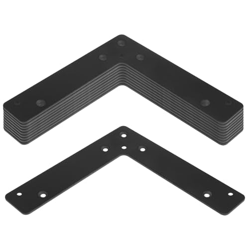 GBGS 10 Pcs 6" Flat L Corner Brace,Black Mending Plate 6"×6"
