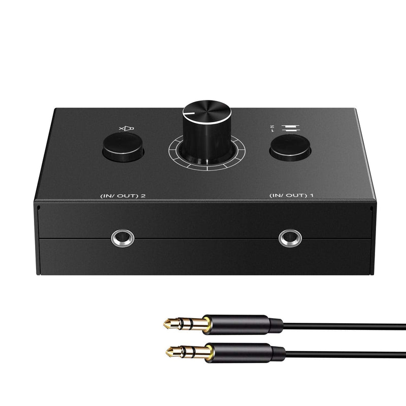 3.5mm Audio Selector Audio Switcher, Speaker Switch, AUX Switch Box, AB Switcher Selector, Bi-Directional (3.5mm 1In-2Out/2In-1Out) 2in-1out 3.5mm Audio Switch