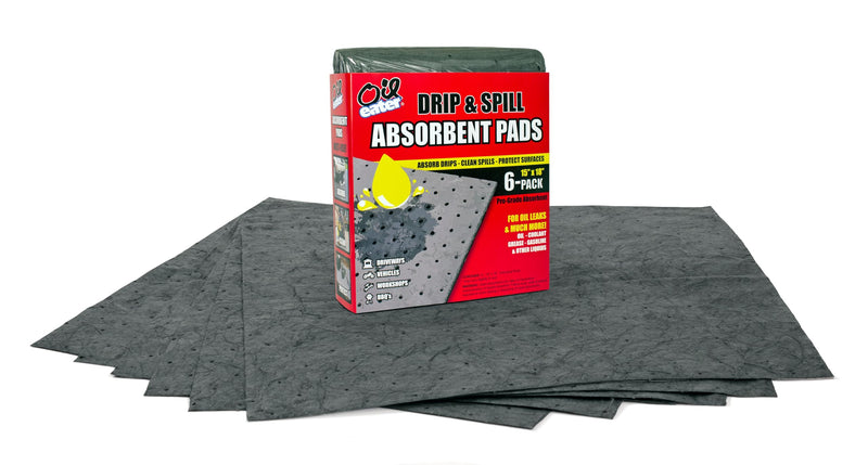Oil Eater Drip & Spill Universal Pads - Absorbs Liquids | Soaks Oil, Grease, Coolant and Water-Based Fluids - Car, Truck, RV, Motorcycle and Tools - 6 Pack,Grey,15" x 18",AOA-BPL006-GREY 6-Pack-Grey
