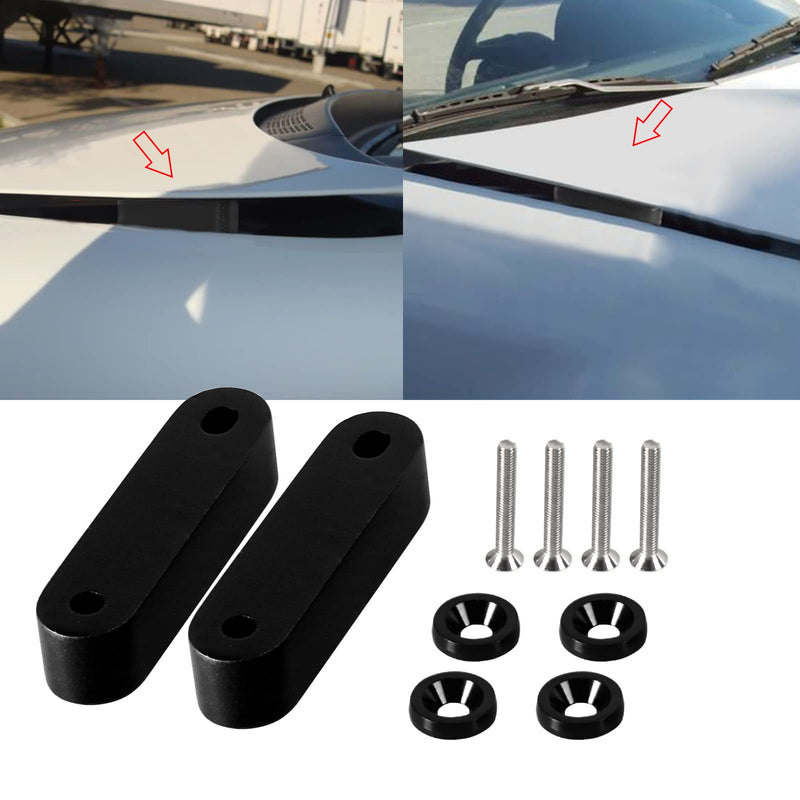 YESHMA Front Hood Vent Space Riser Spacer Modification Kit, Hood Riser Compatible with Honda Civic Acura Integra, Aluminum Alloy Car Hood Vent Spacer Riser for CRX Del Sol (Black) Black