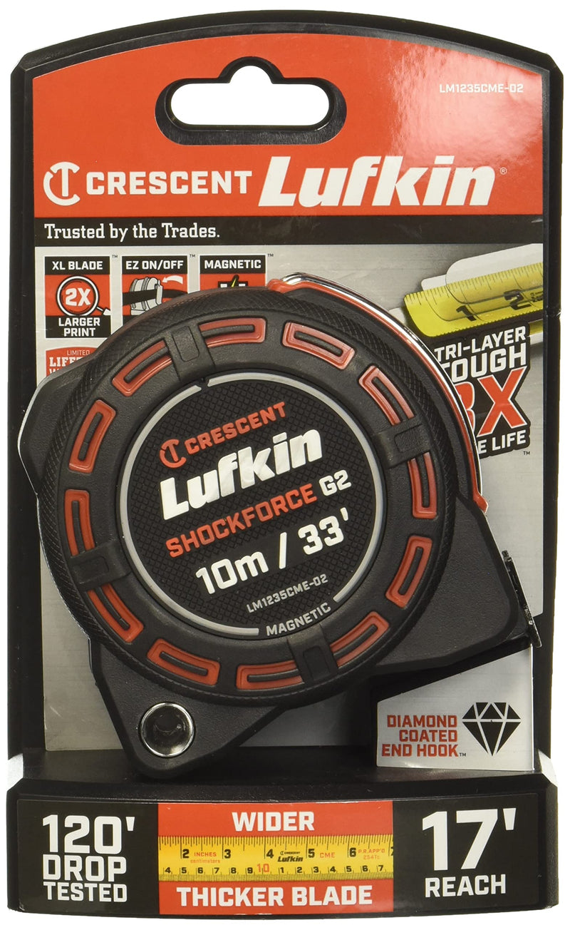 Lufkin Shockforce G2 33-ft Magnetic Tape Measure- LM1235CME-02 10M/33' - Magnetic