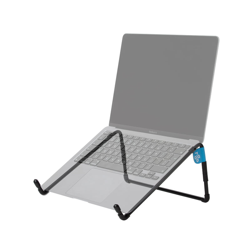 R-Go Steel Travel Laptop Stand - Portable Steel Laptop Holder, Ventilated Notebook Stand for MacBook Pro Air, Lenovo, Dell, HP, 10-22” Laptops/Tablets - Black