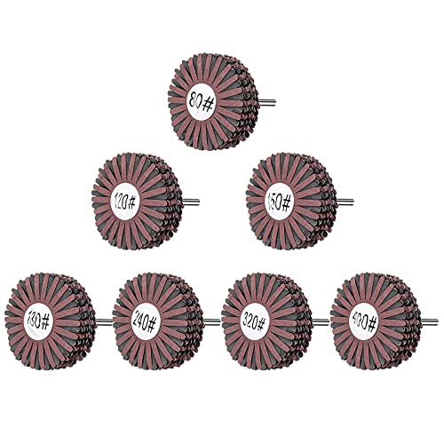 7-Pack Abrasive Cloth Flap Wheel - 1/4 Inch Shank for Woodworking Root Carving Furniture Polishing,Mop Sander Sanding80, 120, 150, 180, 240, 320, 400 Grit,Sanding Mops Woodworking 7pcs