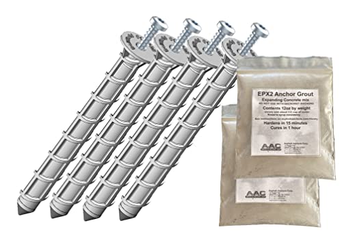 amAK-4 Asphalt Anchor & Grout Kit - Four 1200 lbs. am625 Chemical Anchors (5/8" x 6") with Two EPX2 Anchoring Cement Bags - for Installation of Bike Backs, delineators & More amAK-4