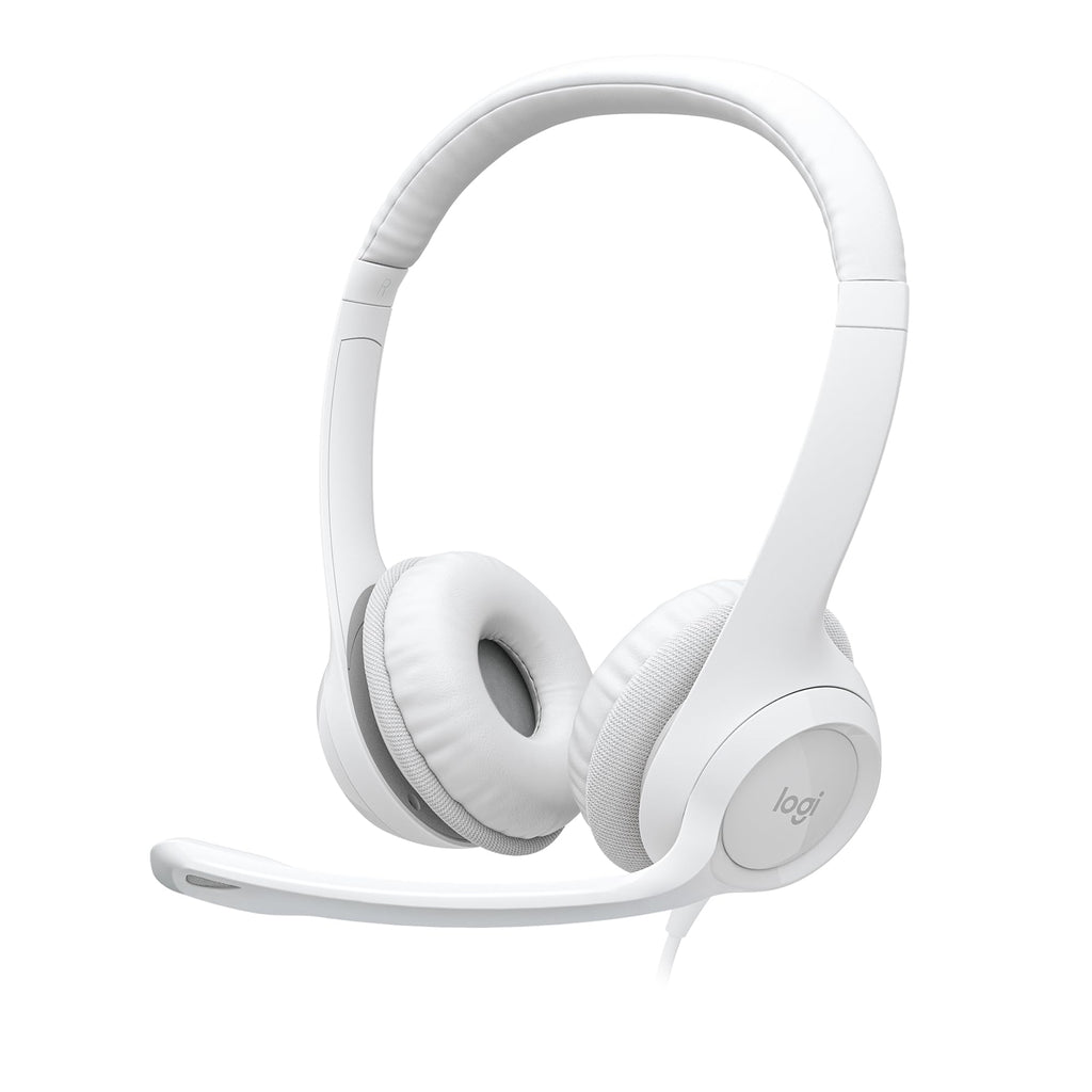 Logitech H390 Wired Headset for PC/Laptop, Stereo Headphones with Noise Cancelling Microphone, USB-A, in-Line Controls for Video Meetings, Music, Gaming and Beyond - Off White 1 Pack