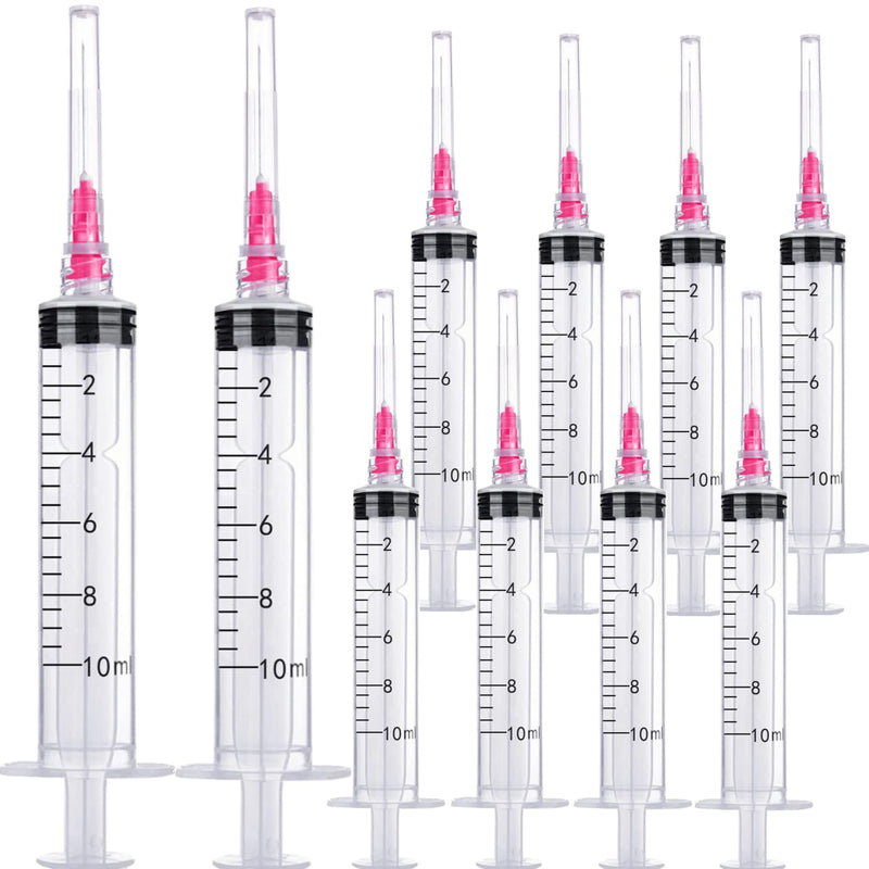 100Pack 10ml 10cc Disposable Measuring Tool Lab Syringes with 18Ga, Individually Sterile Package 10ML-18G