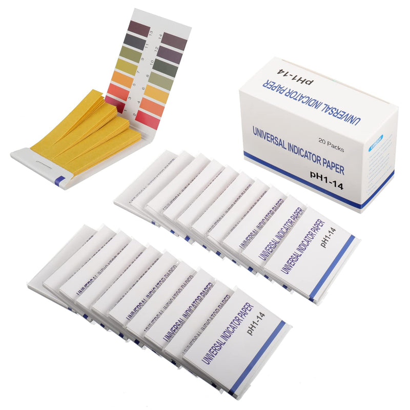 BOJACK 20 Pack 80 Strips (1600 Strips) pH 1-14 Test Paper Extensive Test Paper Litmus Test Paper 400 Strips pH Test for Water Soil Testing Pet Food pH Monitoring 20 Packs