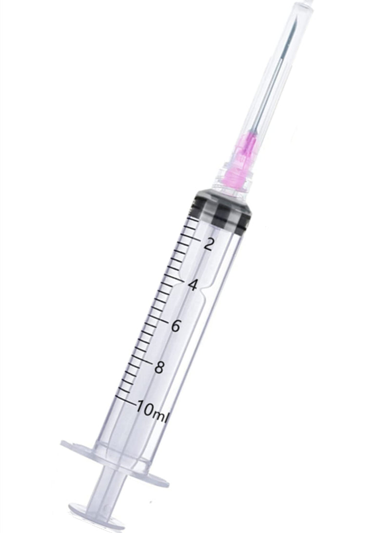 100Pack 10ml Plastic Syringe with 18Ga Disposable Measuring Tool, Individually Wrapped 100 Pack-10ml 18ga 100.0