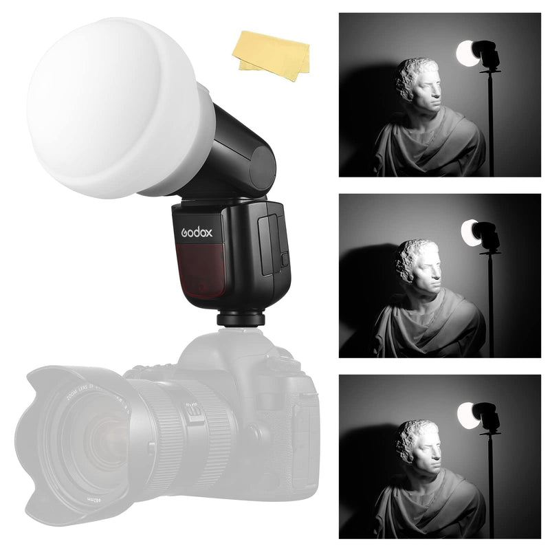 Godox AK-R22 Dome Diffuser, Flash Diffuser Modifier Compatible for Godox V1 Flash Series/AD100Pro Speedlite, Use with Godox H200R Round Flash Head for AD200/AD200Pro Monolight