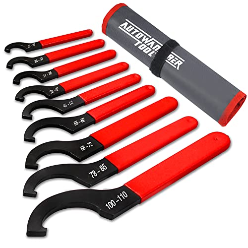 9Pcs Coilover Spanner Wrench Set,Carbon Steel,Red Handle