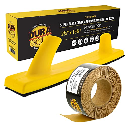 Dura-Gold Premium 180 Grit Gold PSA Longboard Sandpaper 20 Yard Long Continuous Roll, 2-3/4" Wide & 180 Grit PSA Longboard Sandpaper 20 Yard Roll, 2-3/4" Wide