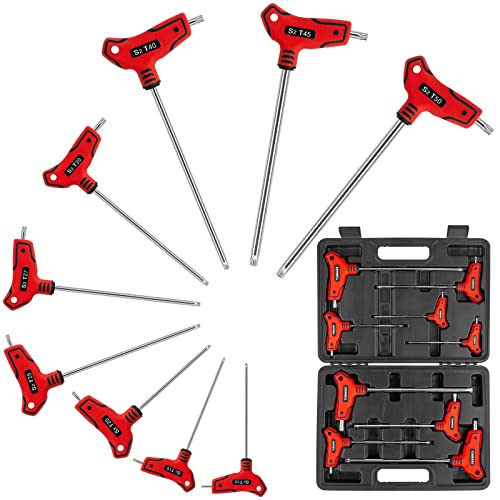 TOMMARS 9PC T-Handle Torx Wrench Set, Tamper Proof, T10-T50 T10 - T50