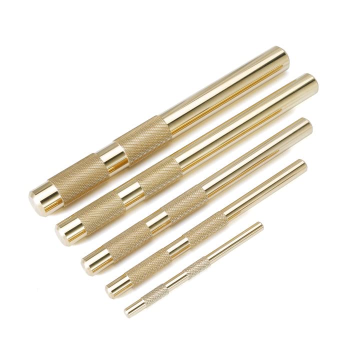 Pro 67003 Hand Tool Brass Drift Punch Set 1/4-Inch 3/8-Inch 1/2-Inch 5/8-Inch 3/4-Inch 1/4'' 3/8'' 1/2'' 5/8'' 3/4'' 5 Pc.