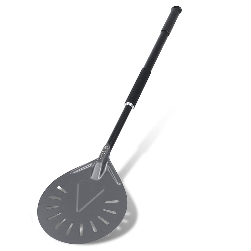Pizza Turning Peel - 8 Inch Aluminum Perforated Turner With 32 Inch Long Handle, Lightweight Metal Peel for Outdoor Oven Accessories 8" Perforated Pizza Peel-32"Overall
