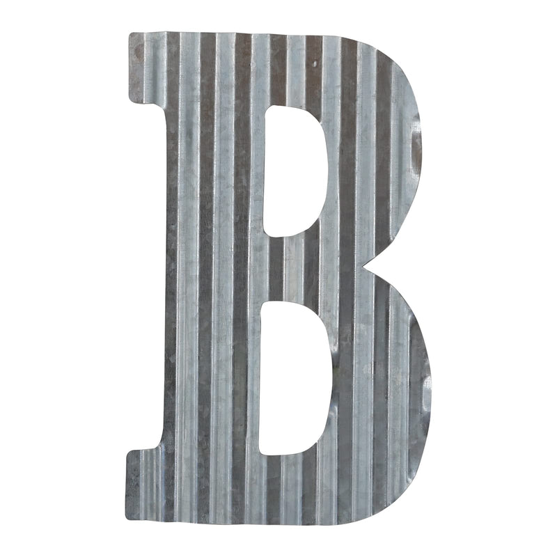 COLLECTIVE HOME - 12" Metal Letter Wall Decor, Galvanized Steel Numbers, Rustic Hanging Decor Symbols, Corrugated Metal Decoration, House Number (B) B