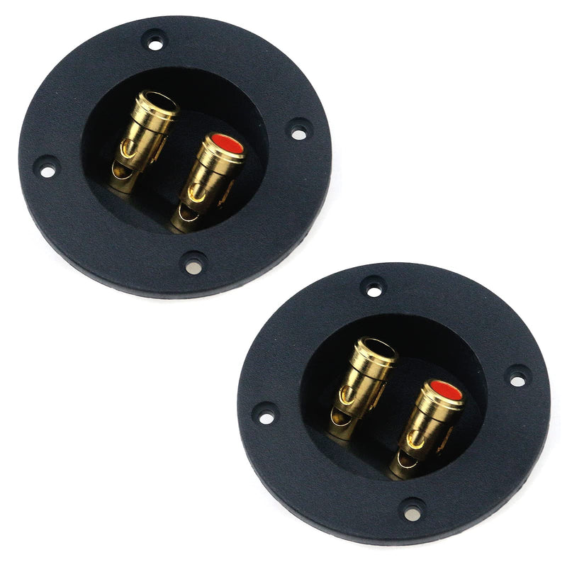 2Pcs 3" x 3" Speaker Box Terminal Cup DIY Double Binding Round Gold Plate Push 2 Way Spring Loaded Jacks Speaker Box Terminal Cup Connector with Mounting Screws (Round, 2Pcs) 3" x 3", 2Pcs, Round