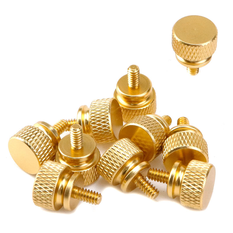 10 Pieces Anodized Aluminum Computer Case Thumb Screws, Thumb Screws, Knurled Hand Screws (Gold) Gold