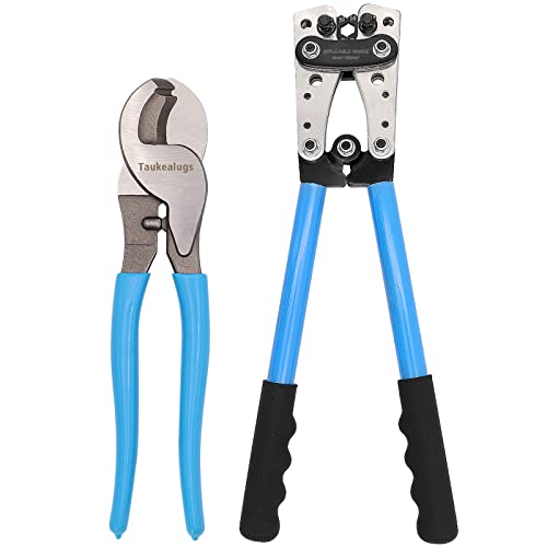 Battery Cable Crimper Wire Lug Crimping Tool for AWG 8,6,4,2,1,1/0 Battery Terminals Crimper with Wire Shear Cutter 2pcs crimping tool