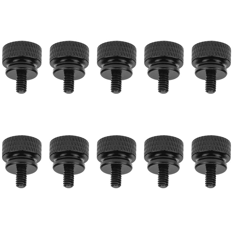 10 Pieces 6-32 Thread, Black Color Anodized Aluminum Computer Case Thumbscrews, Thumb Screws for Computer Case/Cover/Power Supply/Hard Drives Black (10 Pieces)