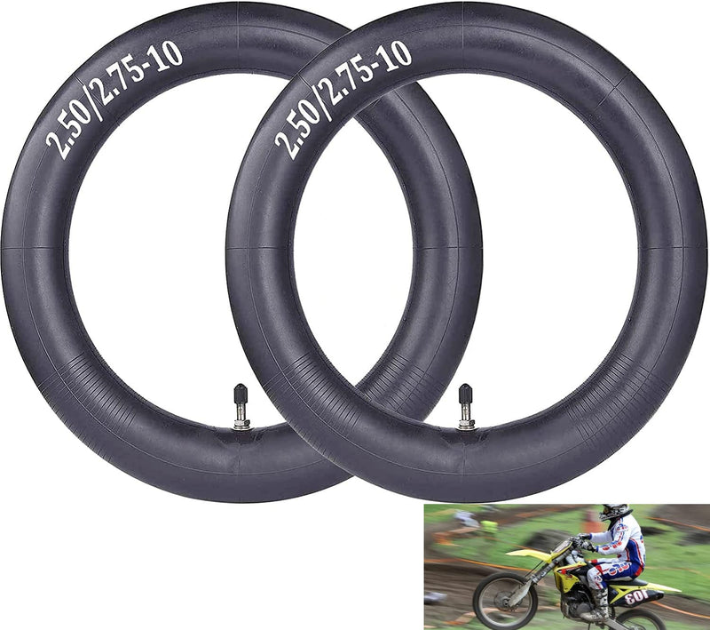 2.50-10 Dirt Bike Replacement Inner Tubes Compatible with Honda Crf50 /Xr50, Suzuki DRZ70 / JR50, Razor MX650 / MX500,Compatible with Yamaha PW50,Motovox MVX70,2.5-10 Inner Tube(2-Pack) by CALU LUKY