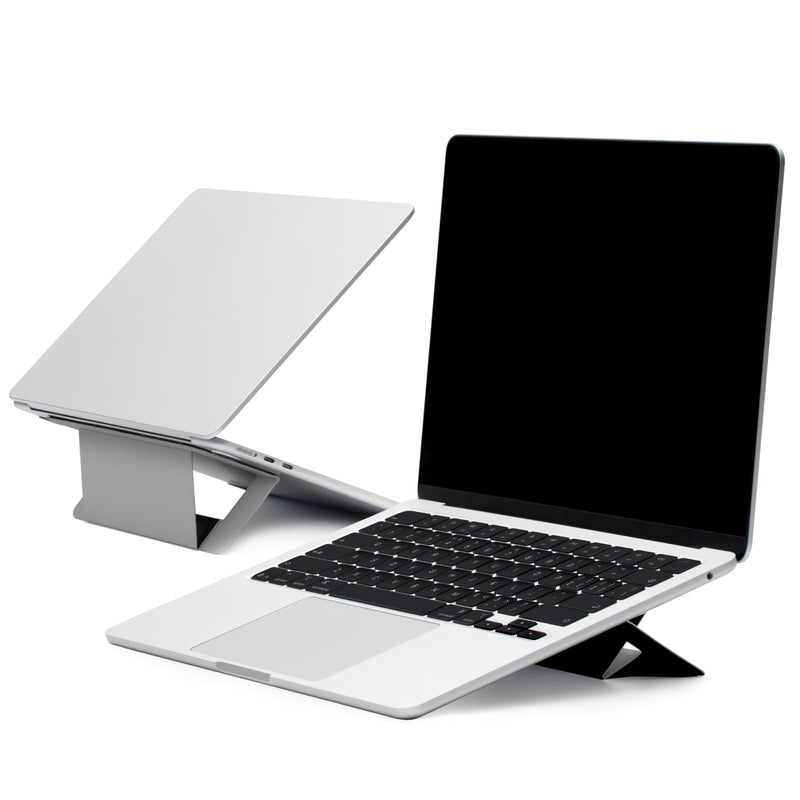 MOFT Laptop Stand for Desk, Adhesive Airflow Laptop Cooling Riser for Heat Dissipation with 2 Adjustable Viewing Angles, Foldable & Portable Computer Stand Compatible with Laptops 11"-16", Cool Grey Adhesive Version-Air Flow