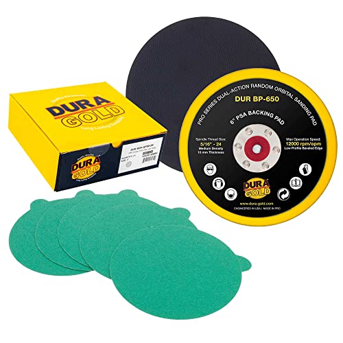 Dura-Gold 6" Green Film PSA Sanding Discs - 80 Grit & 6" PSA DA Sander Backing Pad