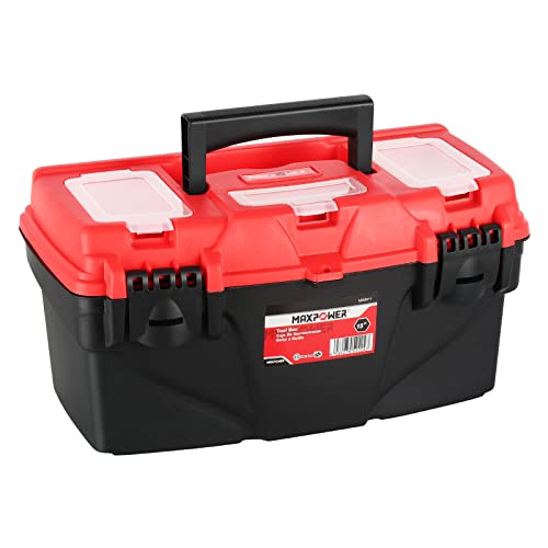 MAXPOWER 15" Tool Box with Removable Tray & Dual Lock, Tools Organizer 15"