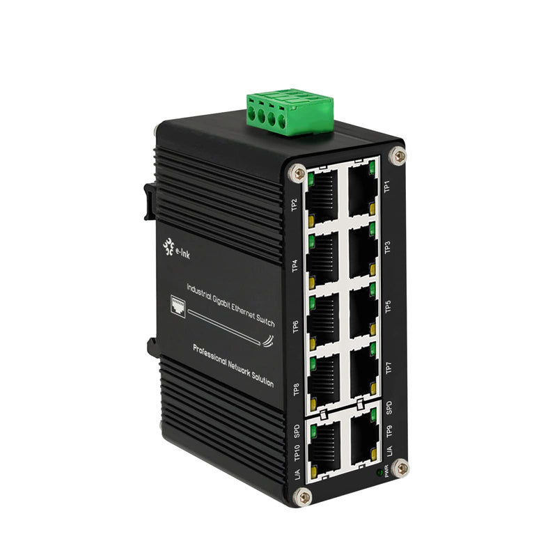 Mini Industrial Switch 10 Ports Gigabit Switch Hardened 10 Port RJ45 10/100/1000Mbps Ethernet Switch Din Rail Mount Outdoor Ethernet Switch, Unmanaged Network Switch (-40 to 176°F) with 12-48V DC 10 RJ45 Switch