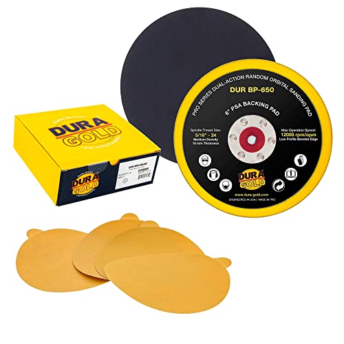Dura-Gold 6" PSA Sanding Discs - 180 Grit & 6" PSA DA Sander Backing Plate