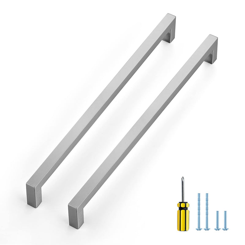Ravinte 5 Pack Brushed Nickel Kitchen Cabinet Handles 11-1/3 Inch Cabinet Pulls Square Kitchen Hardware for Cabinet Drawer Pulls Drawer Handles Come with Screwdriver 11-1/3 In Hole Center