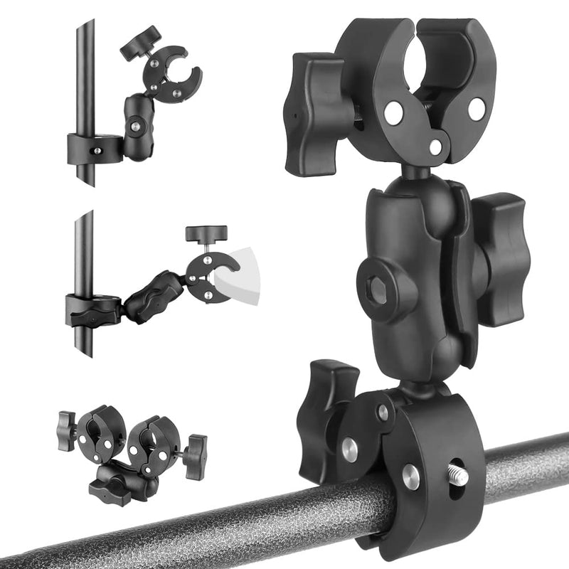 JEBUTU Super Clamp Double Camera Clamp, Super Camera Mount 360° Ballhead,Double Mount Clamp Bracket Magic Arm Double Ball Head Adapter for Tripod, Photographic Lighting Umbrella, Photo Light Stand