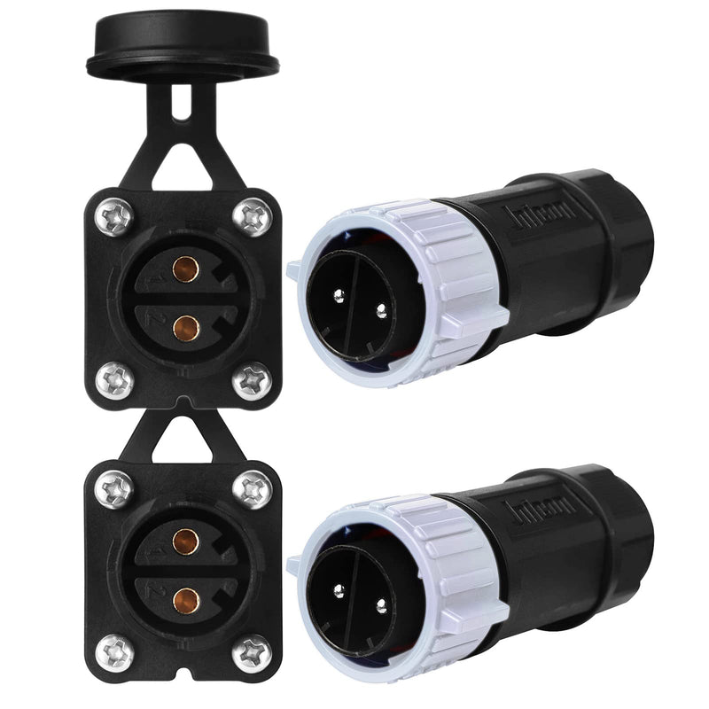 2 Pin 50Amp Trolling Motor Plug Receptacle Set, 12/24/36/48 Volt Marine Boat Power Waterproof IP67 Connector Boat Plug for Motors, Compatible with 6/8 AWG Wire White 2 Pack Black, White 2 Pack