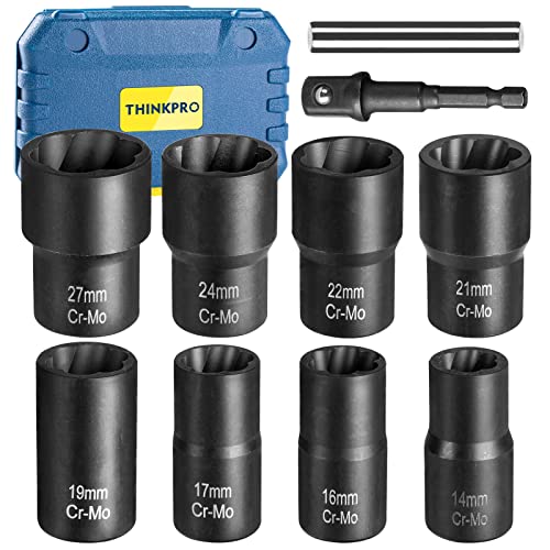 Lug Nut Removal Tool,10 Piece Lug Nut Extractor Set 1/2 Inch Drive 10-piece