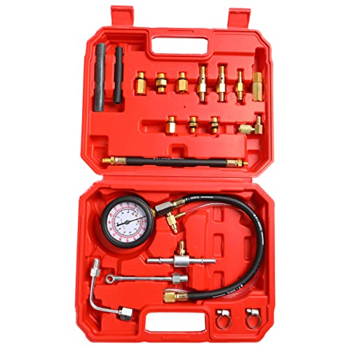 Yonligonju TU-114 Auto Fuel Pressure Gauge Tester Kit Gasoline Pressure MetersAutomobile Instrument Testing Tool (Red) Red