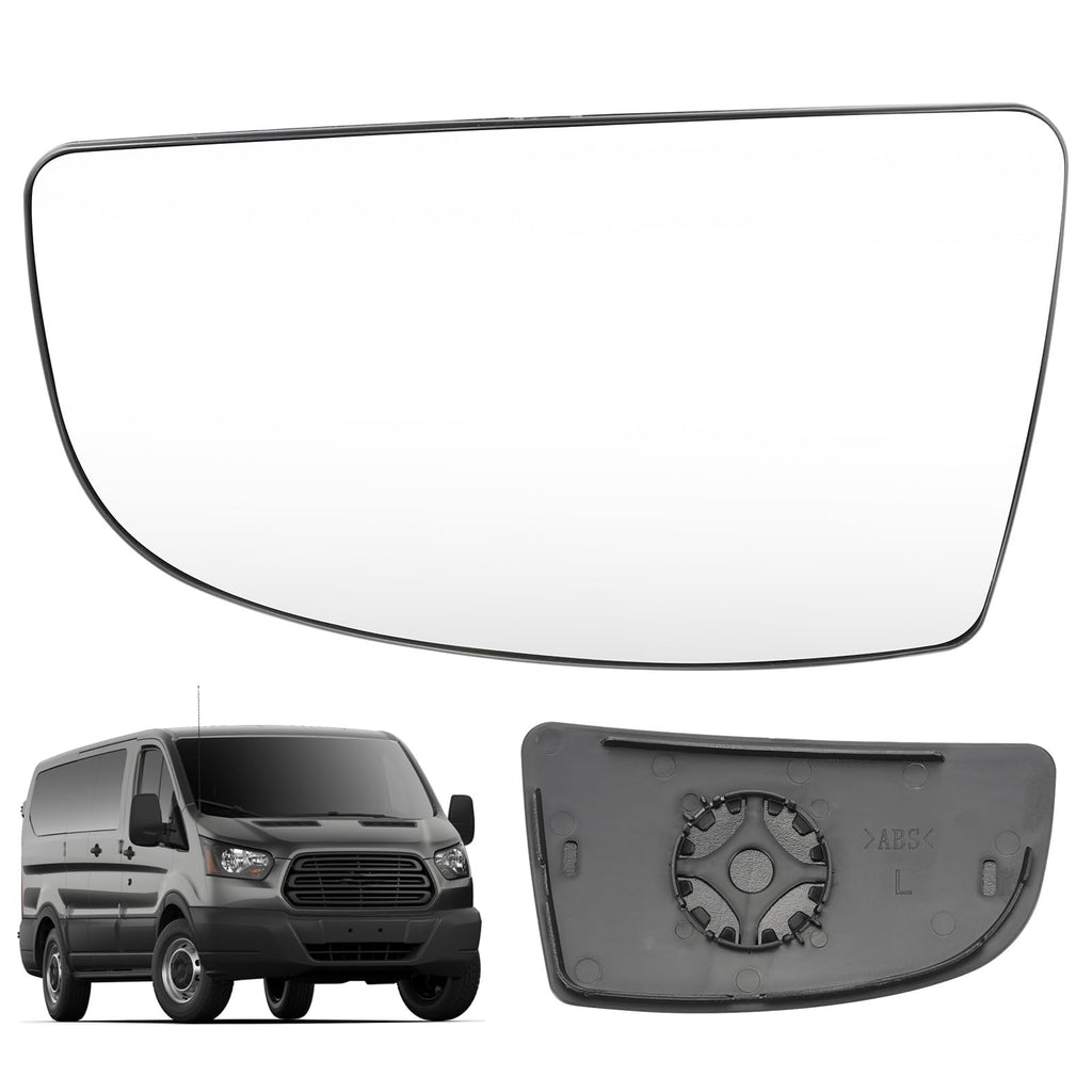 Compatible With Ford Transit T150 T250 T350 2015 2016 2017-UP Driver Left Side Mirror Glass, Lower Tow Mirror with backing plate, Replace BK3Z17K707A Lower - Driver Side (Left)