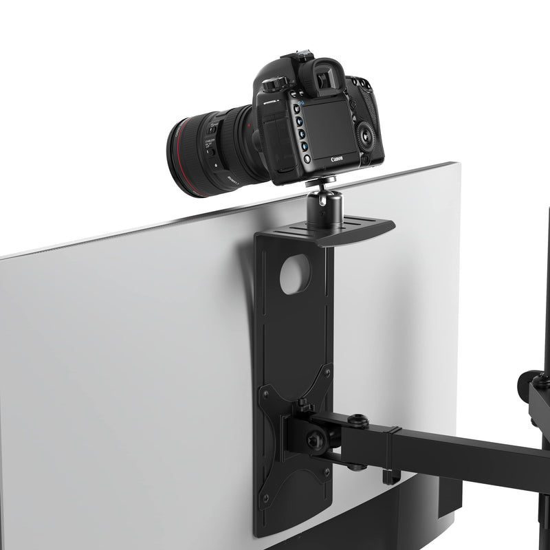 HumanCentric DSLR Monitor Mount Small, Desk Camera Mounting, Light Webcam, Microphone Shelf for Monitor VESA Arm, Replace Clamp Tripods, 100x100mm Patterns, Aluminum, Hardware Included Small Shelf